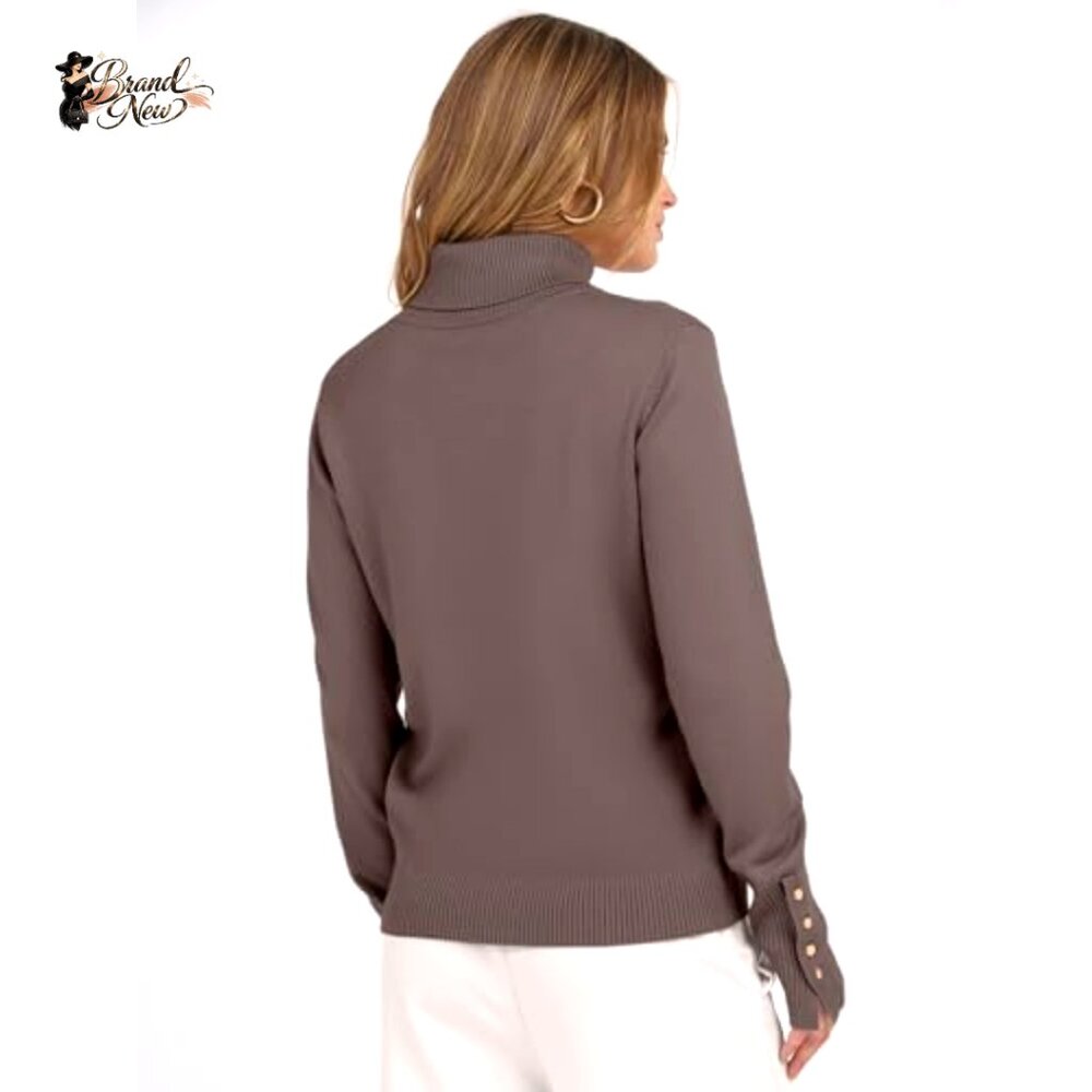 Turtleneck Sweater Pullover With Button Cuffs, So… - image 3